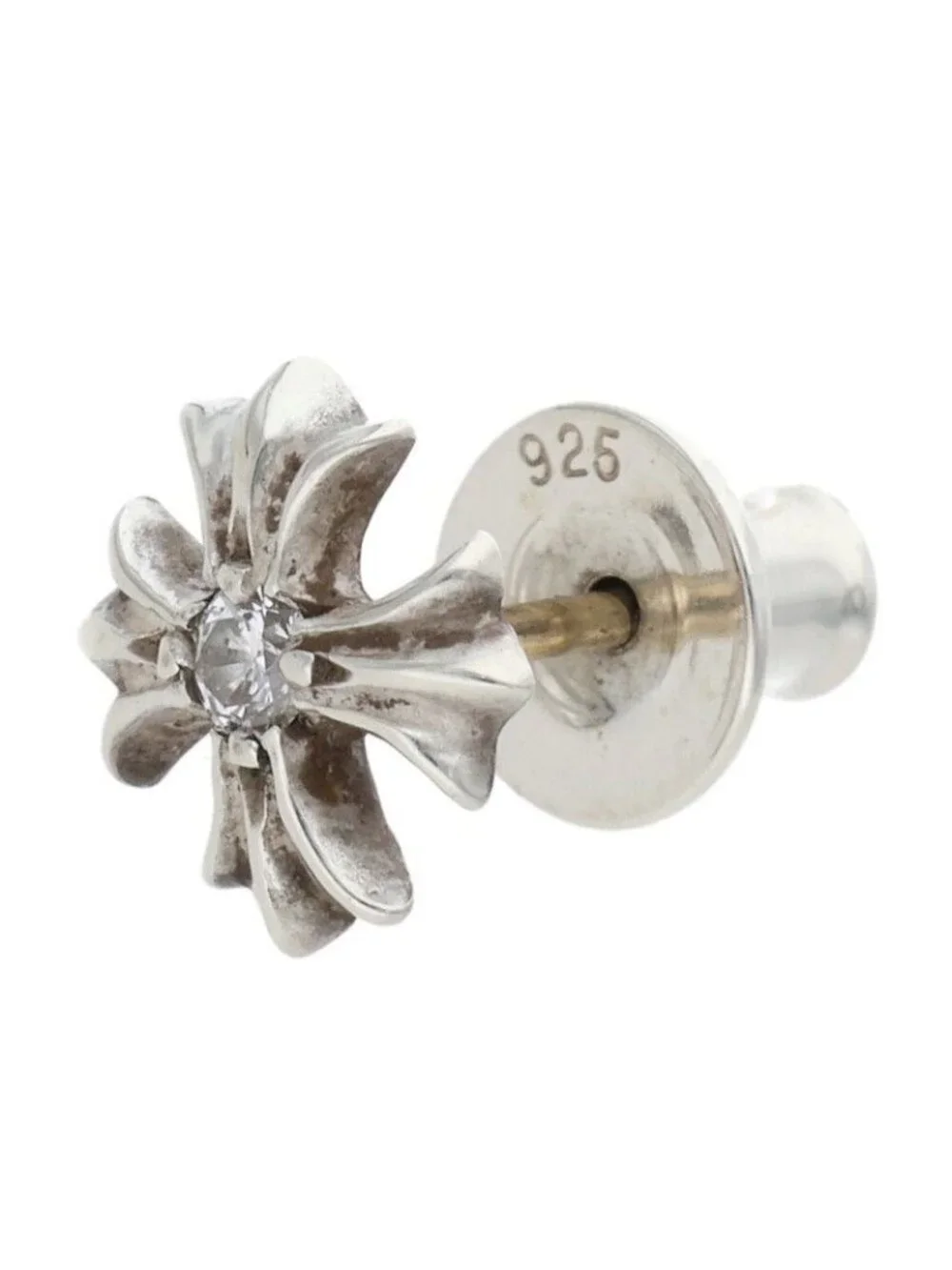 Chrome Hearts No2 CH Pls Dia CH Plus Stud Silver Earrings